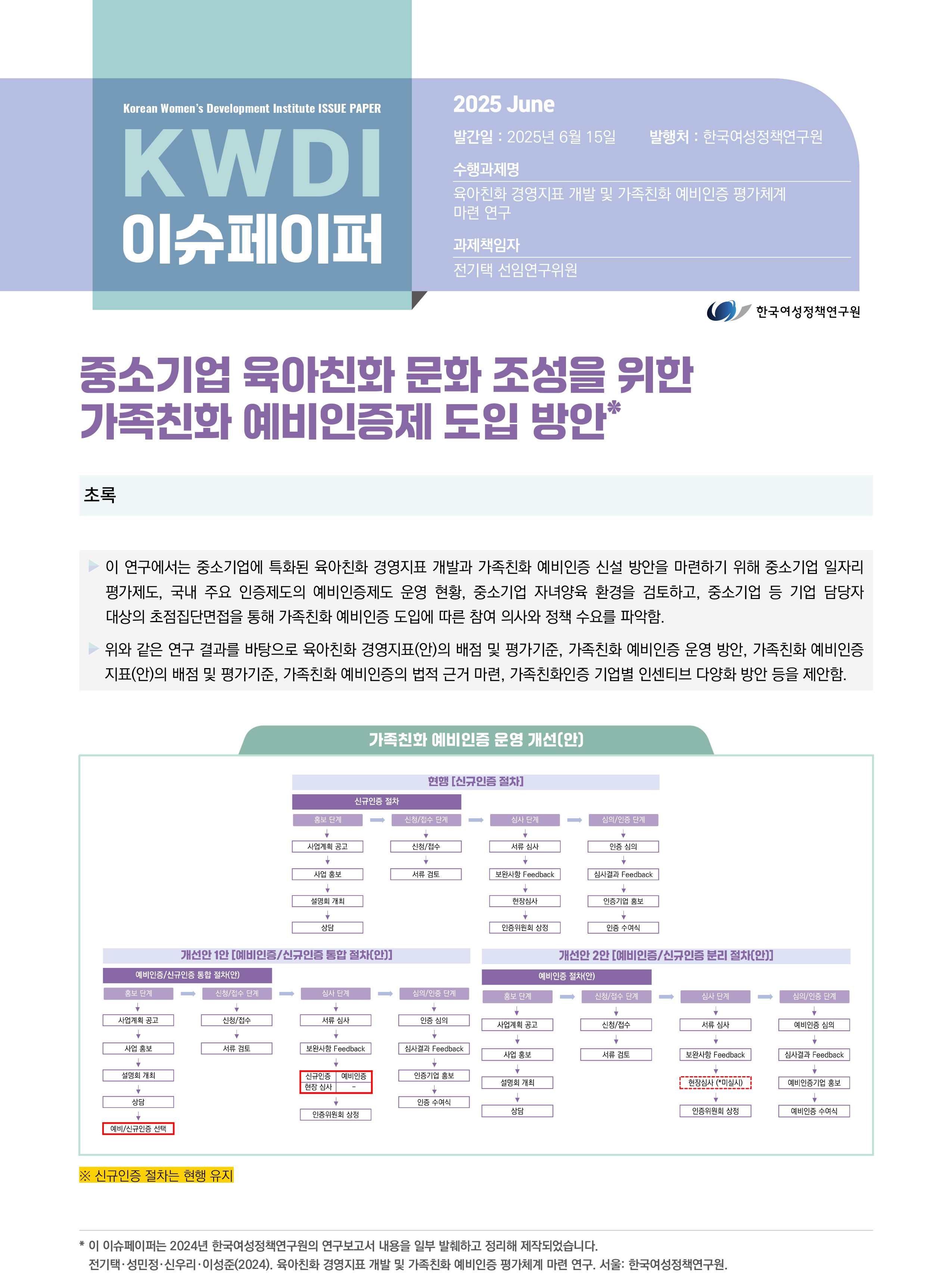 중소기업 육아친화 문화 조성을 위한 가족친화 예비인증제 도입 방안
