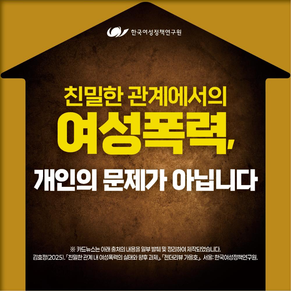 친밀한 관계에서의 여성폭력, 개인의 문제가 아닙니다